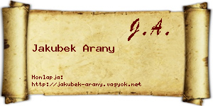 Jakubek Arany névjegykártya